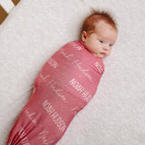 Personalized Baby Name Swaddle Blanket - Crimson