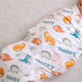 Personalized Baby Name Swaddle Blanket - Dino
