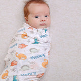 Personalized Baby Name Swaddle Blanket - Dino