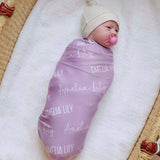 Personalized Baby Name Swaddle Blanket - Mulberry