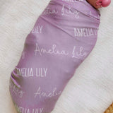 Personalized Baby Name Swaddle Blanket - Mulberry