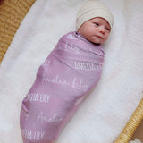 Personalized Baby Name Swaddle Blanket - Mulberry