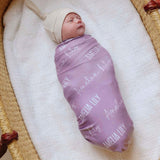 Personalized Baby Name Swaddle Blanket - Mulberry