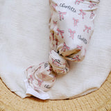 Personalized Baby Name Swaddle Blanket - Pink Bows