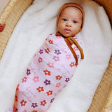 Personalized Baby Name Swaddle Blanket - Pink Daisy