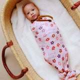 Personalized Baby Name Swaddle Blanket - Pink Daisy