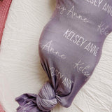 Personalized Baby Name Swaddle Blanket - Plum