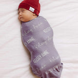Personalized Baby Name Swaddle Blanket - Plum