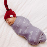 Personalized Baby Name Swaddle Blanket - Plum