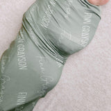 Personalized Baby Name Swaddle Blanket - Sage