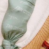 Personalized Baby Name Swaddle Blanket - Sage