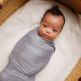 Personalized Baby Name Swaddle Blanket - Stone