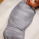 Personalized Baby Name Swaddle Blanket - Stone