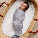 Personalized Baby Name Swaddle Blanket - Stone