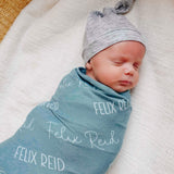 Personalized Baby Name Swaddle Blanket - Teal