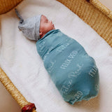 Personalized Baby Name Swaddle Blanket - Teal