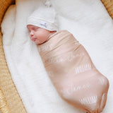 Personalized Baby Name Swaddle Blanket - Walnut
