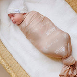 Personalized Baby Name Swaddle Blanket - Walnut