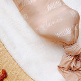 Personalized Baby Name Swaddle Blanket - Walnut