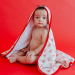 Premium Baby Knit Hooded Towel - Strawberry