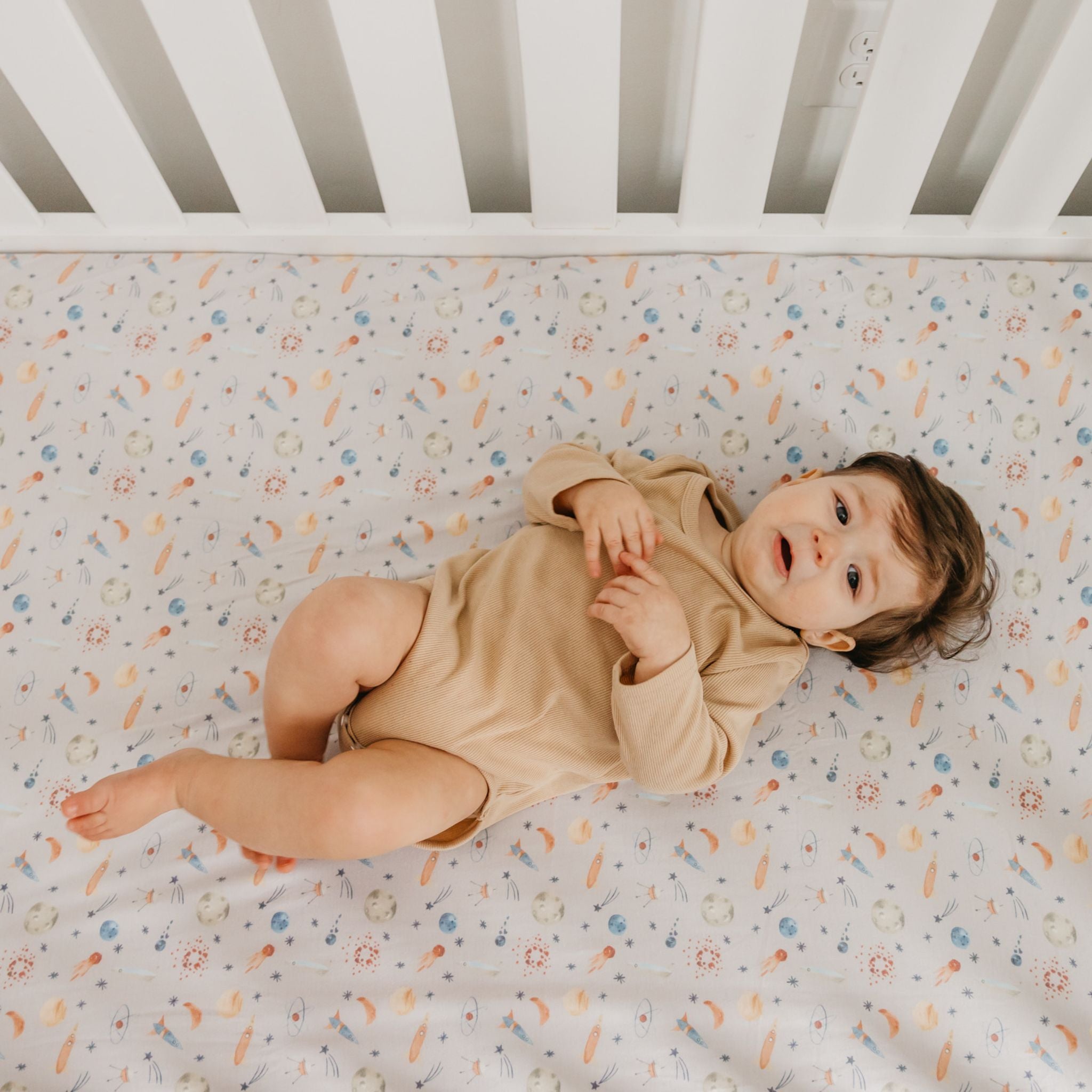 Premium Knit Fitted Crib Sheet - Cosmos