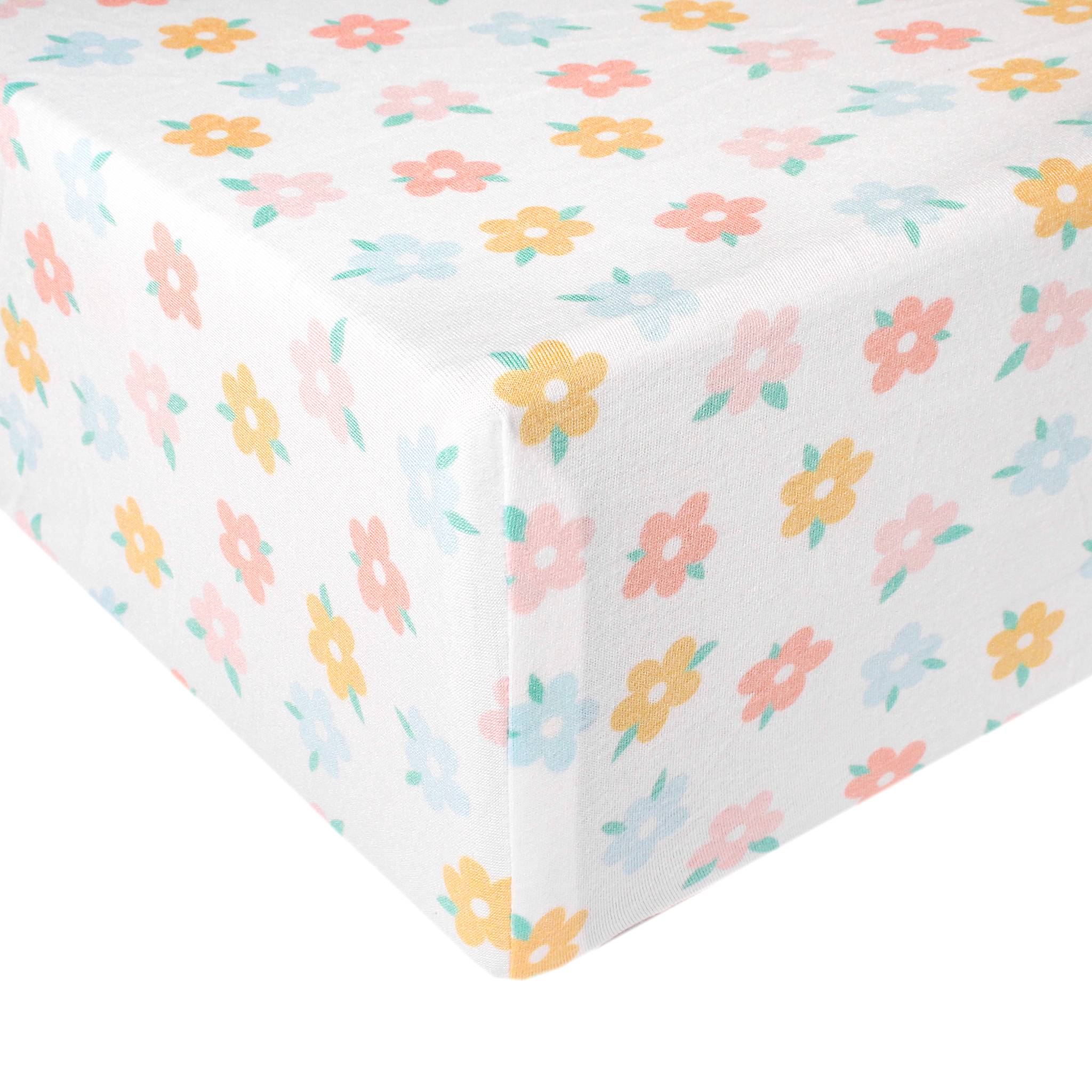 Premium Knit Fitted Crib Sheet - Daisy