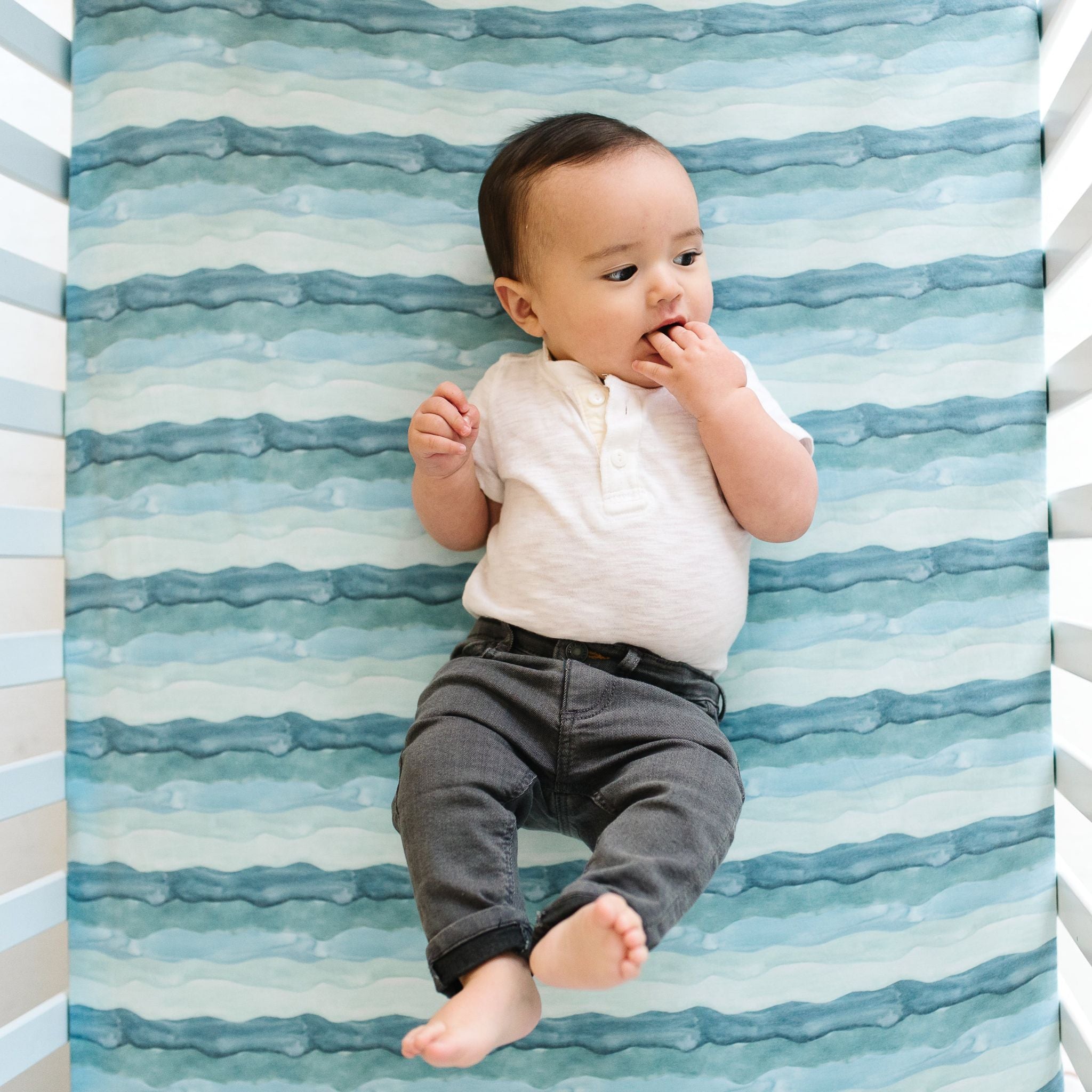 Premium Knit Fitted Crib Sheet - Waves
