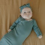 Rib Knit Headband Bow - Moss