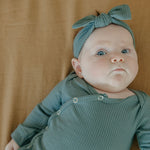 Rib Knit Headband Bow - Moss