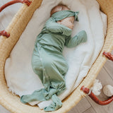 Rib Knit Newborn Knotted Gown - Clover