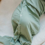 Rib Knit Newborn Knotted Gown - Clover