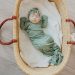 Rib Knit Newborn Knotted Gown - Clover