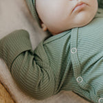 Rib Knit Newborn Knotted Gown - Clover