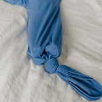 Rib Knit Newborn Knotted Gown - Indigo