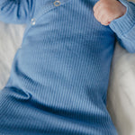 Rib Knit Newborn Knotted Gown - Indigo