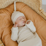 Rib Knit Newborn Knotted Gown - Moonstone