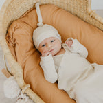 Rib Knit Newborn Knotted Gown - Moonstone
