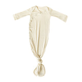 Rib Knit Newborn Knotted Gown - Moonstone