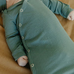 Rib Knit Newborn Knotted Gown - Moss