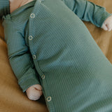 Rib Knit Newborn Knotted Gown - Moss
