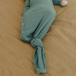 Rib Knit Newborn Knotted Gown - Moss