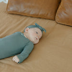 Rib Knit Newborn Knotted Gown - Moss