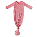 Rib Knit Newborn Knotted Gown - Rosewood