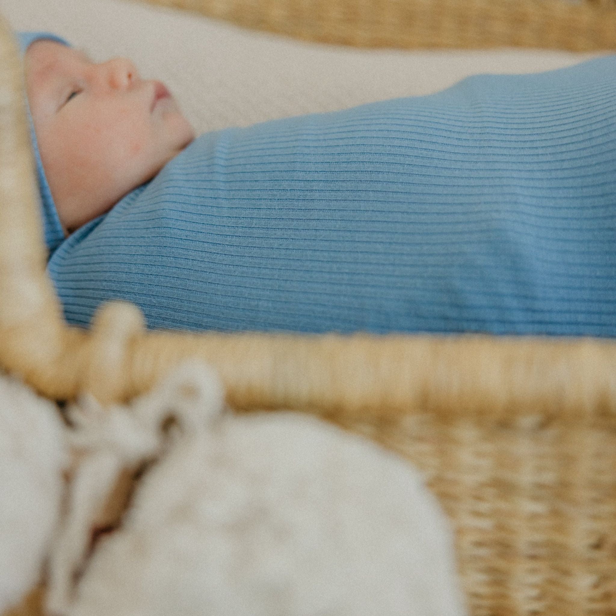Rib Knit Swaddle Blanket - Atlantic