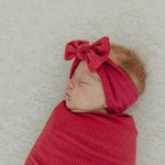 Rib Knit Swaddle Blanket - Berry