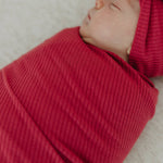 Rib Knit Swaddle Blanket - Berry