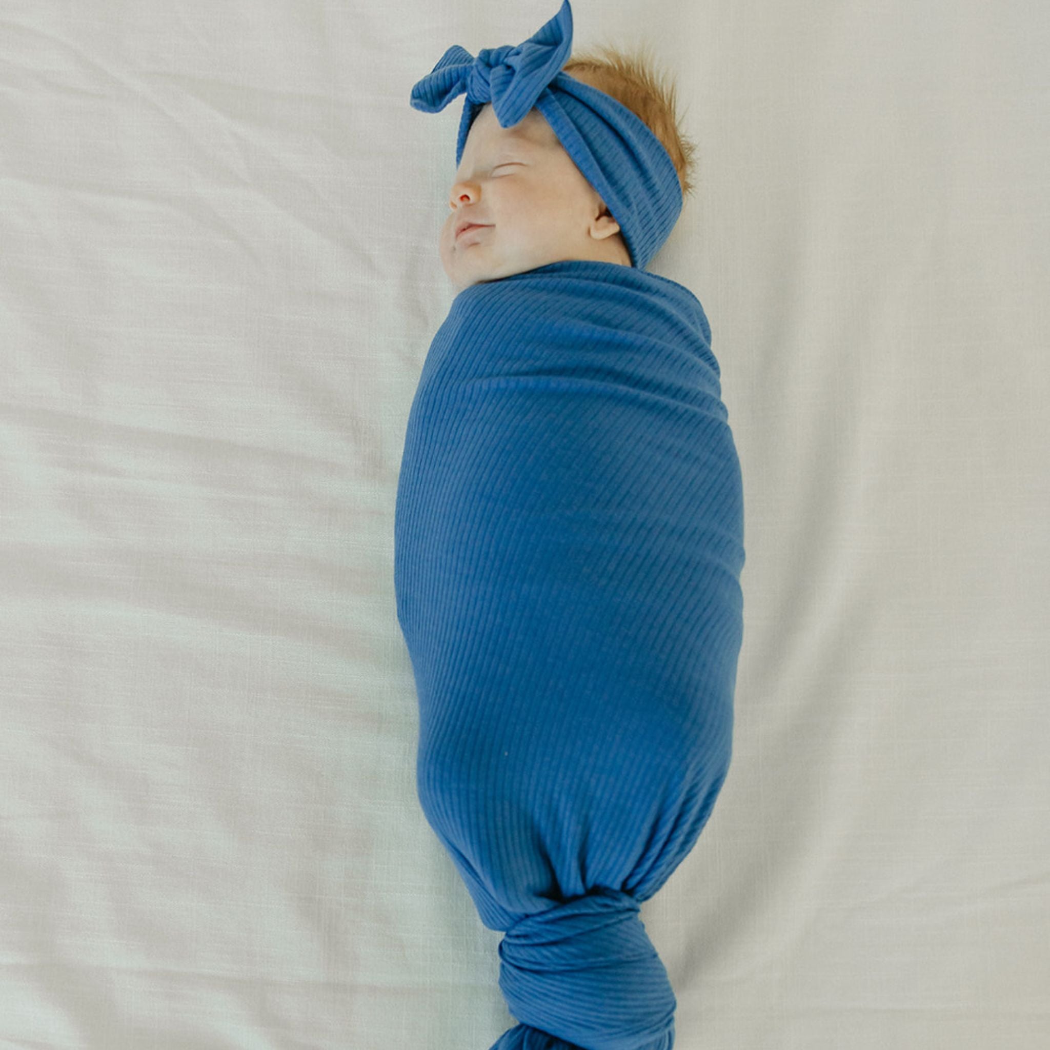 Rib Knit Swaddle Blanket - Indigo