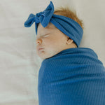 Rib Knit Swaddle Blanket - Indigo