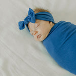 Rib Knit Swaddle Blanket - Indigo