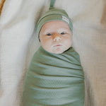Rib Knit Top Knot Hat - Clover
